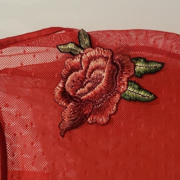 Intimissimi Lace camisole red spaghetti straps floral embroidery Women's S - Picture 4 of 11